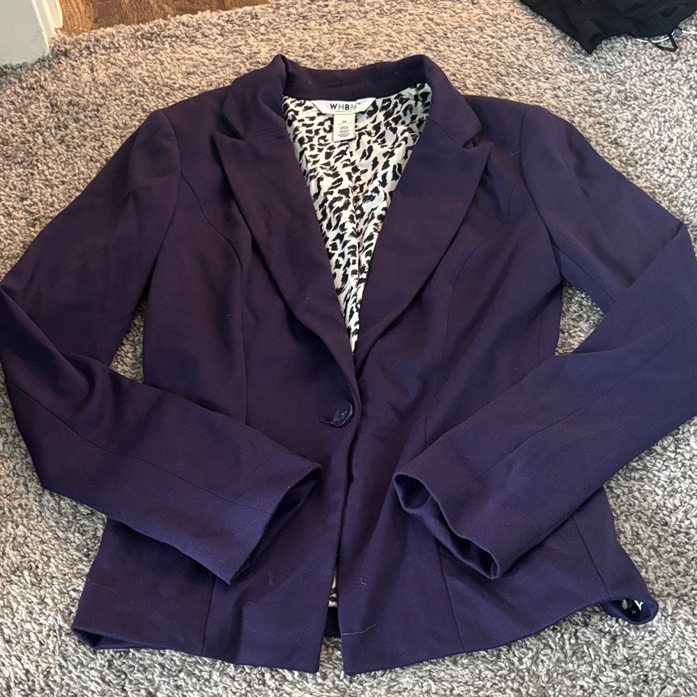 White House Black Market Deep Purple Single-Button Blazer